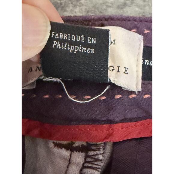 Anthropologie Velvet Pants Womens 0 Boho Essential Slim Floral Ankle Jewel Tone - Picture 10 of 16